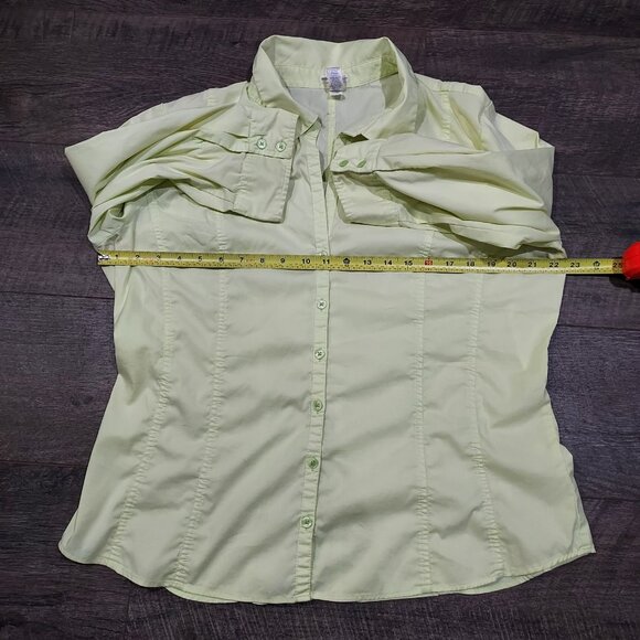 Shirt Button Up Stretch Old Navy Perfect Fit XL 3/4 Sleeves Vintage Y2K Lime - Picture 5 of 12